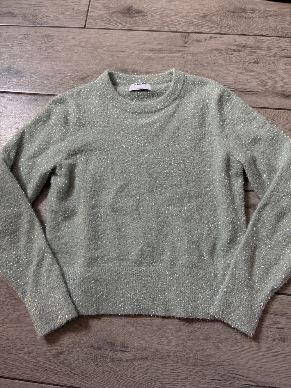 Old Navy Sage Green Metallic Crewneck Sweater